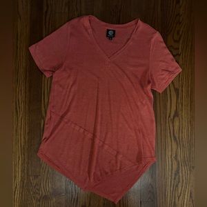 Bobeau Size M Salmon Pink Knit Tunic with Asymmetrical Hem